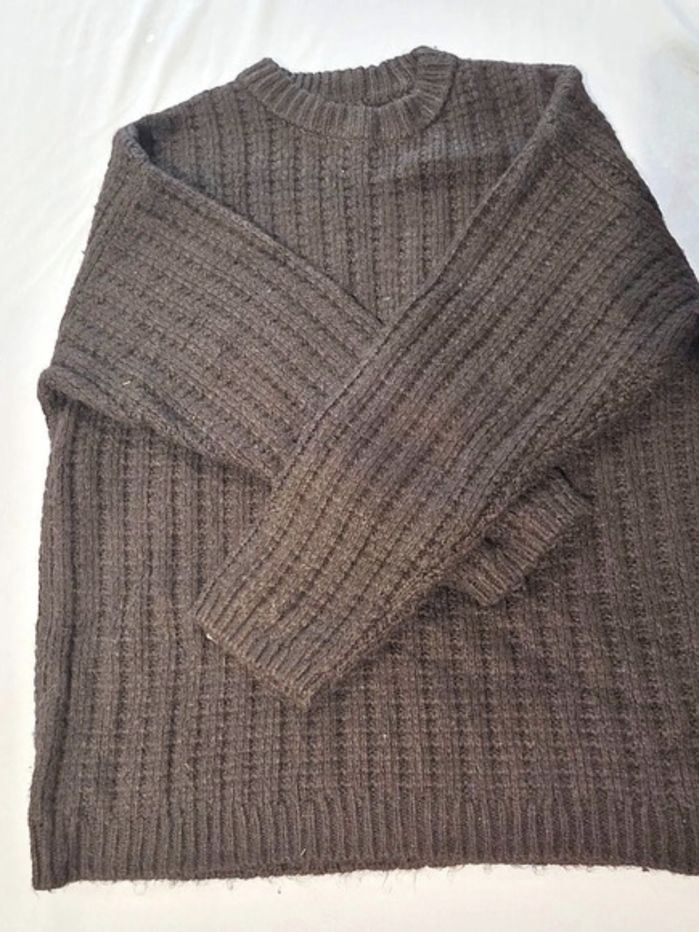 American Eagle Ribbed Crewneck Sweater in Black